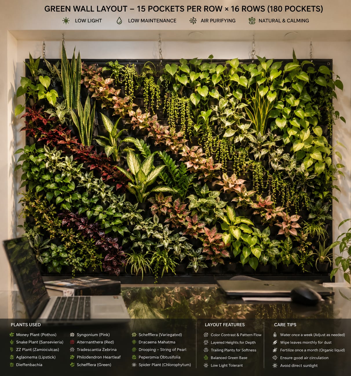Indoor green wall installation